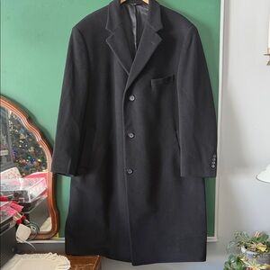 Lauren Ralph Lauren Mens 46R 100% Wool Black Overcoat Business Winter